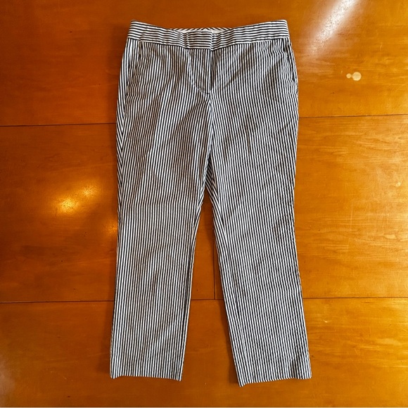 J.Crew 4 black white striped 100% cotton capri slim fit pant - Picture 1 of 11